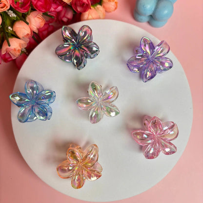 Vibrant Bright Shinny Flower Hair Claw - Small