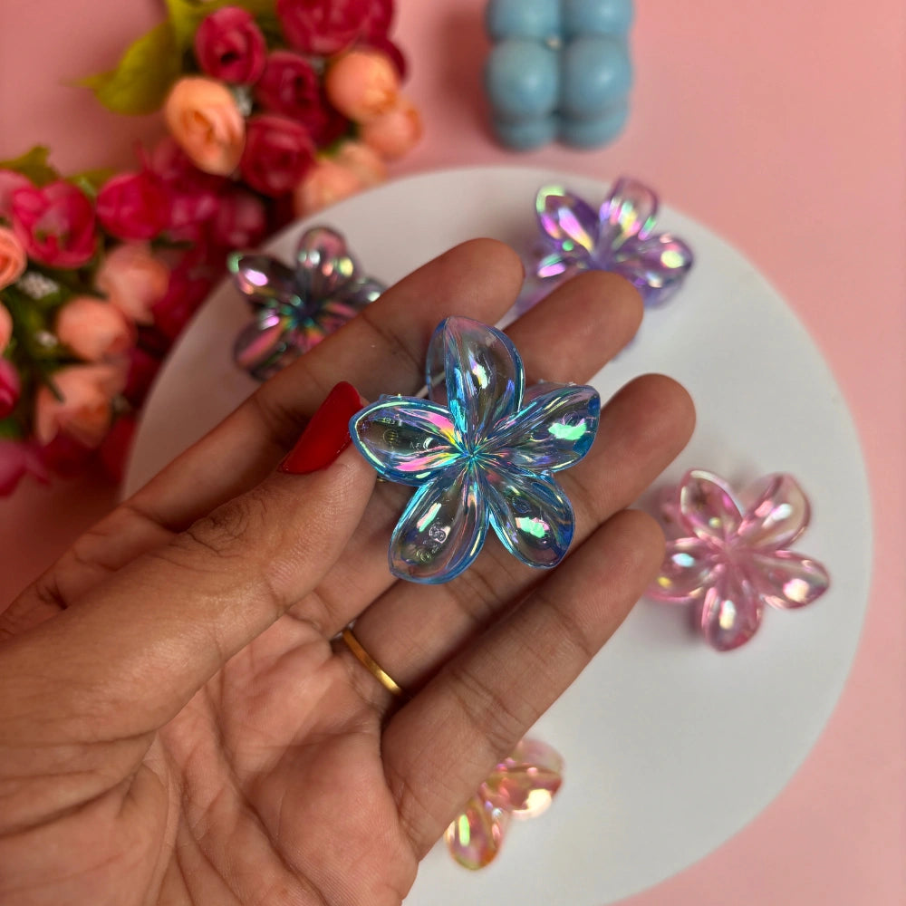 Vibrant Bright Shinny Flower Hair Claw - Small