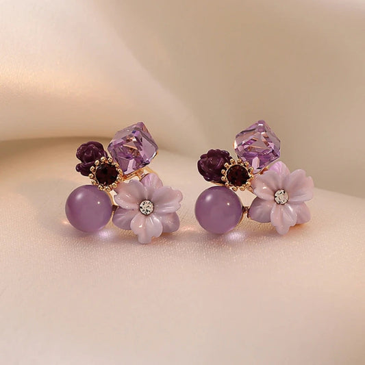 Purple Flower Earrings